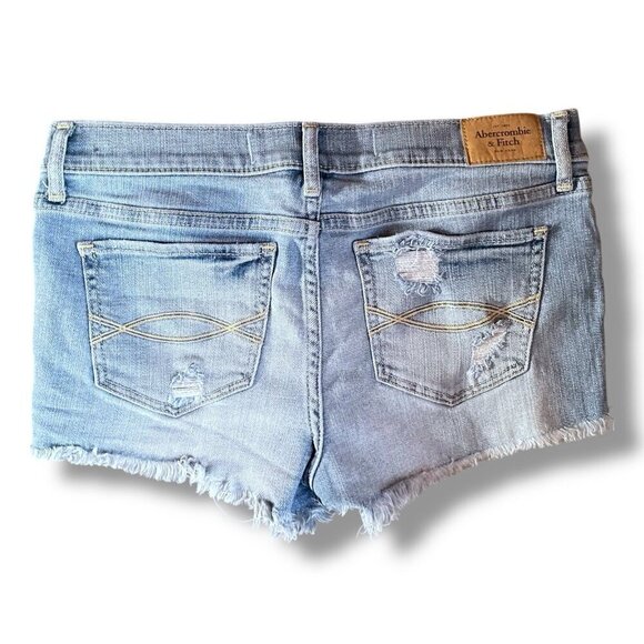Abercrombie & Fitch Womens Jean Shorts Sz 2 26 Floral Embroidered Denim Cut Offs - Picture 5 of 6